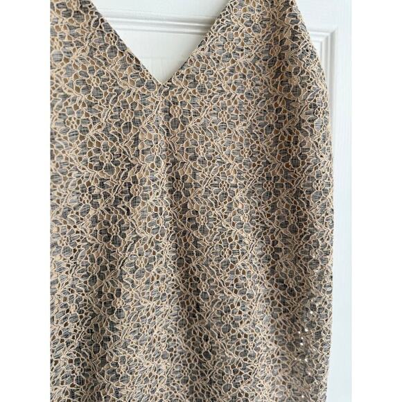 ZARA Beige Gray Lace Spaghetti Strap Lined Slip Dress size Small - Picture 9 of 11